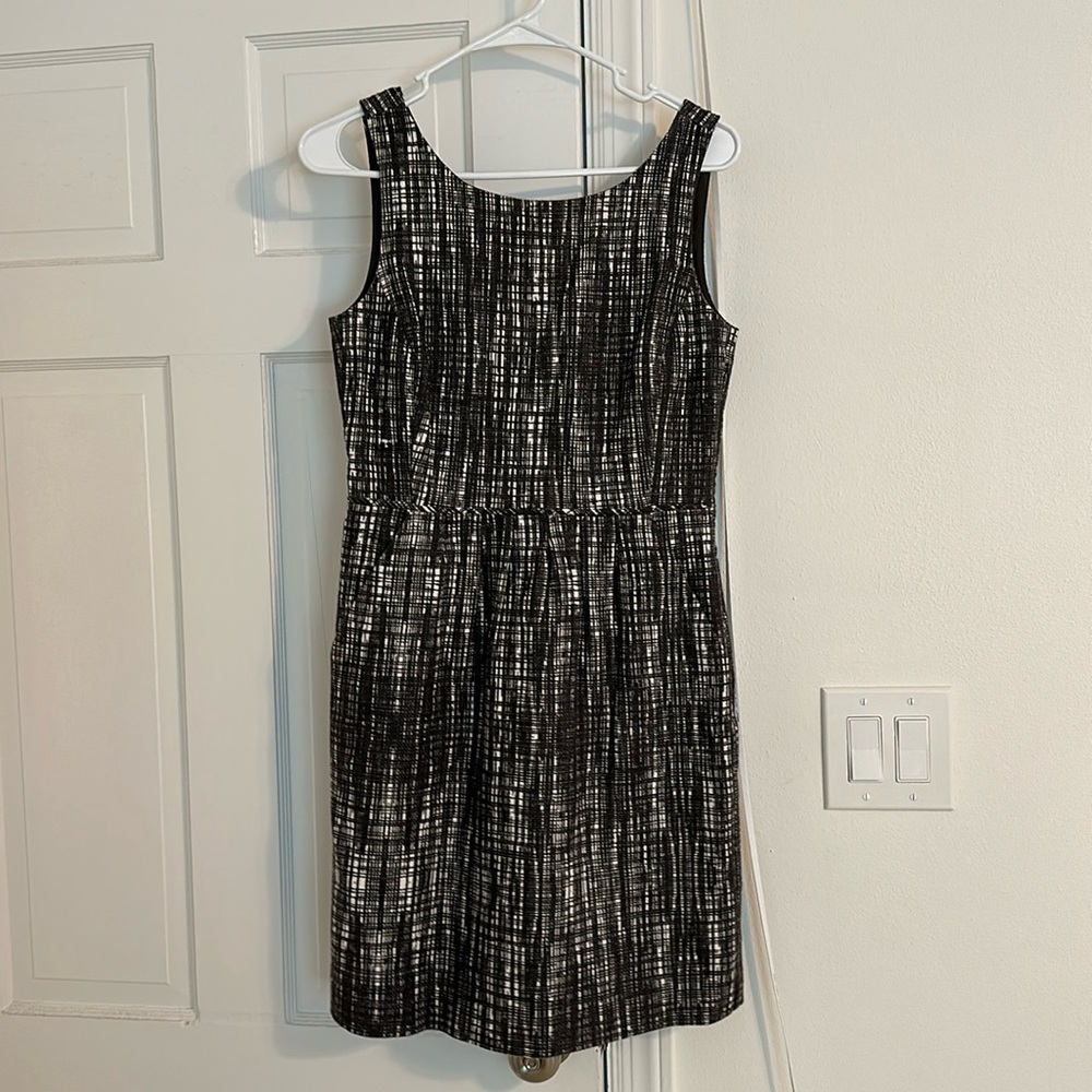 J crew black white tweed dress sleeveless 4